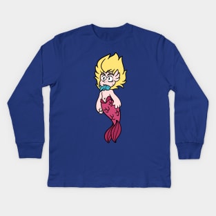 Merman with Fish Kids Long Sleeve T-Shirt